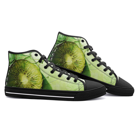 High-Top Canvas Shoes Kiwi Fruit Art