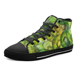 High-Top Canvas Shoes Kiwi Slices Watercolor Art