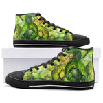 High-Top Canvas Shoes Kiwi Slices Watercolor Art