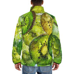 Down-Padded Puffer Jacket Kiwi Slices Watercolor Art