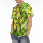 Men's Polo Shirt Kiwi Slices Watercolor Art