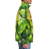 Down-Padded Puffer Jacket Kiwi Slices Watercolor Art