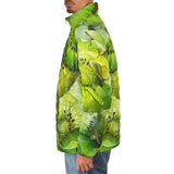 Down-Padded Puffer Jacket Kiwi Slices Watercolor Art