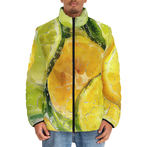 Down-Padded Puffer Jacket Lemon and Lime Slices in Water