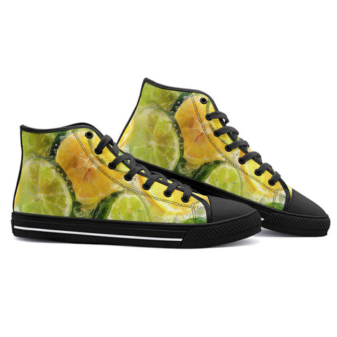 High-Top Canvas Shoes Lemon and Lime Slices in Water