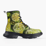 Casual Leather Chunky Boots Lemons and Limes Art