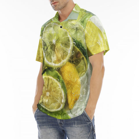 Men's Polo Shirt Lemons and Limes Art