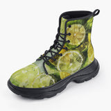 Casual Leather Chunky Boots Lemons and Limes Art