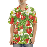 Hawaiian Shirt Red Strawberries Green Leaves