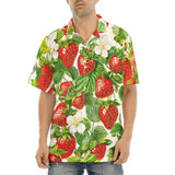 Hawaiian Shirt Red Strawberries Green Leaves