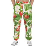 Men's Sweatpants Red Strawberries Green Leaves