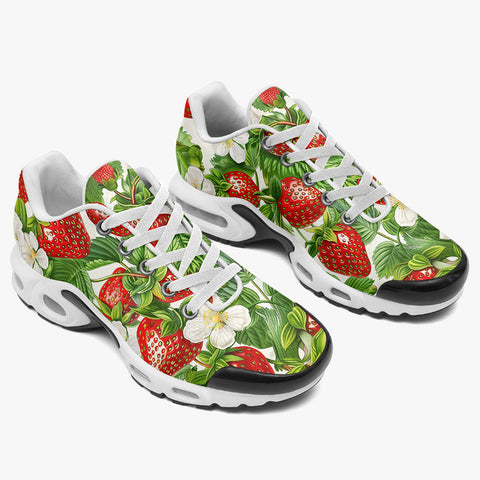 Air Cushion Sneakers Red Strawberries Green Leaves