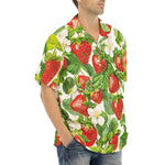 Hawaiian Shirt Red Strawberries Green Leaves