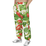 Men's Sweatpants Red Strawberries Green Leaves