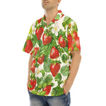 Hawaiian Shirt Red Strawberries Green Leaves