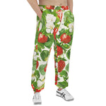 Men's Sweatpants Red Strawberries Green Leaves