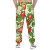 Men's Sweatpants Red Strawberries Green Leaves