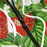 Men's Zip Up Hoodie Red Strawberries Green Leaves