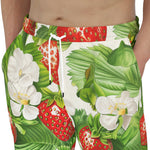 Men's Sweatpants Red Strawberries Green Leaves