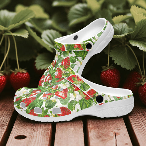 Classic Clogs Red Strawberries Green Leaves