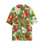 Hawaiian Shirt Red Strawberries Green Leaves
