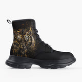 Casual Leather Chunky Boots Tiger Gold Splashes