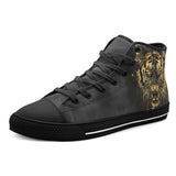 High-Top Canvas Shoes Tiger Head Gold Dripping Paint