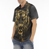 Men's Polo Shirt Tiger Head Gold Dripping Paint