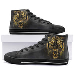 High-Top Canvas Shoes Tiger Head Gold Dripping Paint