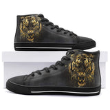 High-Top Canvas Shoes Tiger Head Gold Dripping Paint
