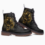 Leather Boots Tiger Head Gold Dripping Paint