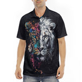 Men's Polo Shirt Double Exposure Leopard and Lion