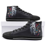 High-Top Canvas Shoes Double Exposure Leopard and Lion