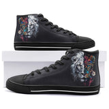 High-Top Canvas Shoes Double Exposure Leopard and Lion