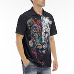 Men's Polo Shirt Double Exposure Leopard and Lion