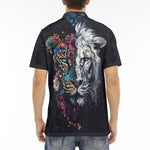 Men's Polo Shirt Double Exposure Leopard and Lion