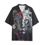 Hawaiian Shirt Double Exposure Leopard and Lion