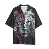 Hawaiian Shirt Double Exposure Leopard and Lion