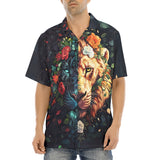 Hawaiian Shirt Half Lion and Tiger Face Art