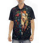 Men's Polo Shirt Half Lion and Tiger Face Art