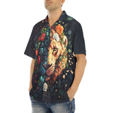 Hawaiian Shirt Half Lion and Tiger Face Art