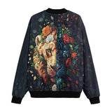 Bomber Jacket Half Lion and Tiger Face Art