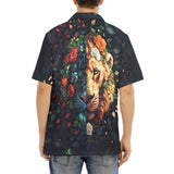 Hawaiian Shirt Half Lion and Tiger Face Art
