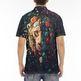 Men's Polo Shirt Half Lion and Tiger Face Art