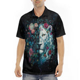 Men's Polo Shirt Surreal Artwork Halflion Heads