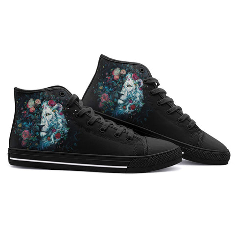 High-Top Canvas Shoes Surreal Artwork Halflion Heads