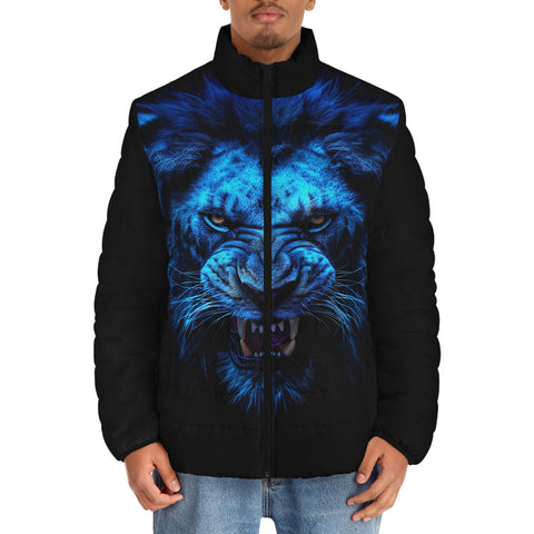 Down-Padded Puffer Jacket Glowing Blue Lion Head