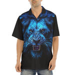 Hawaiian Shirt Glowing Blue Lion Head