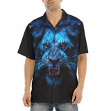 Hawaiian Shirt Glowing Blue Lion Head