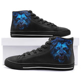 High-Top Canvas Shoes Glowing Blue Lion Head